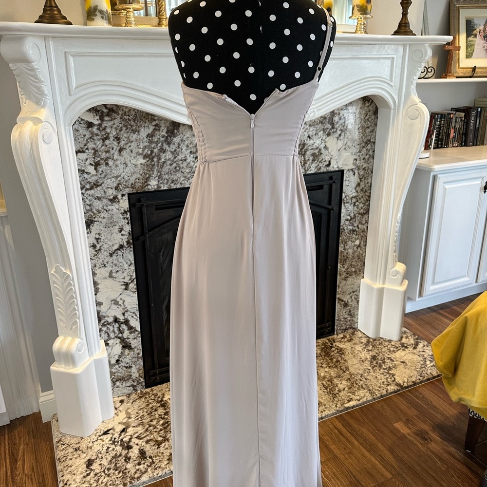 Elegant one shoulder dress- champagne color - Picture 2 of 5